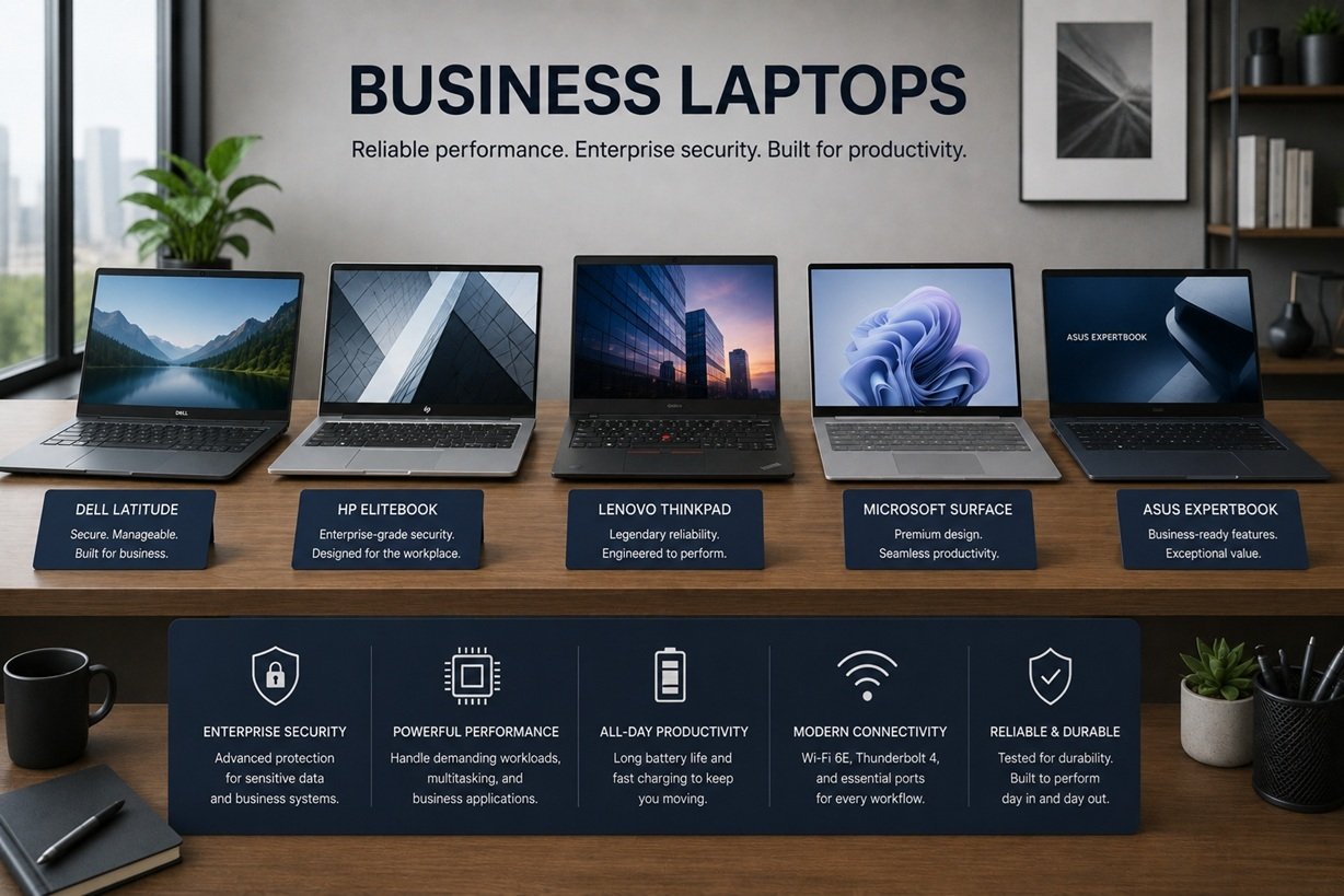Business laptop for office productivity and professional workflows