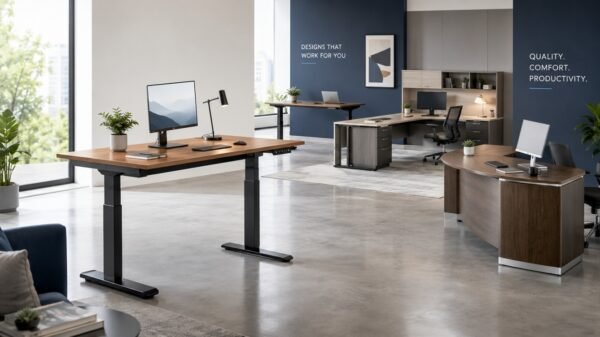 Office desk setup for professional productivity and workspace organization