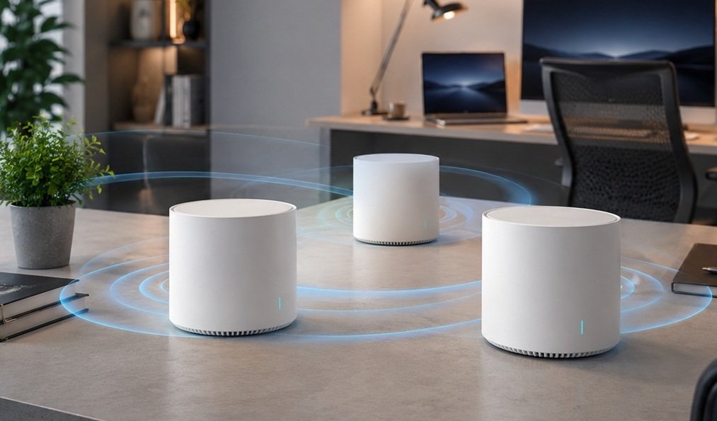 WiFi mesh system for broader office coverage and fewer wireless dead zones