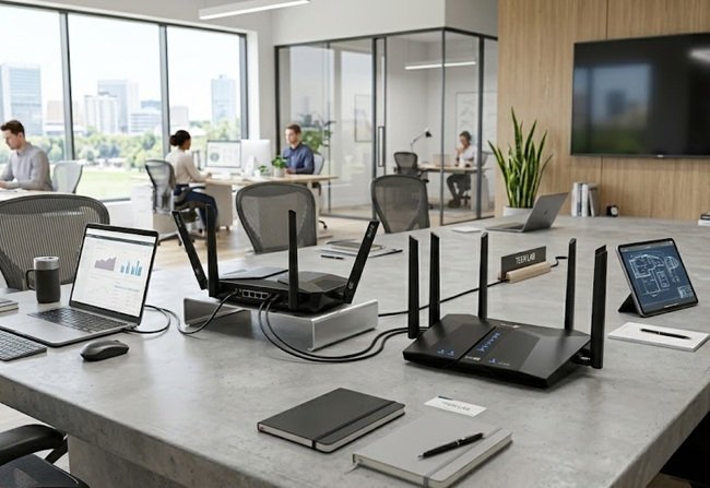 WiFi 6 router for faster wireless office connectivity and modern device support